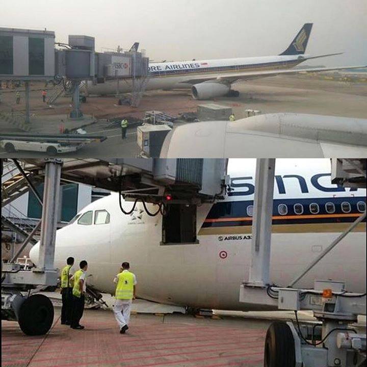 The nose gear of a Singapore Airlines (SIA) plane retracted on Sunday morning (Oct 11)