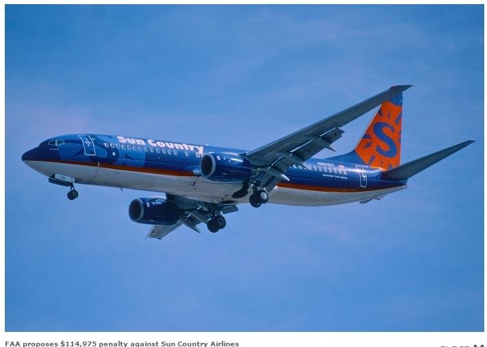 FAA proposes $114,975 penalty against Sun Country Airlines