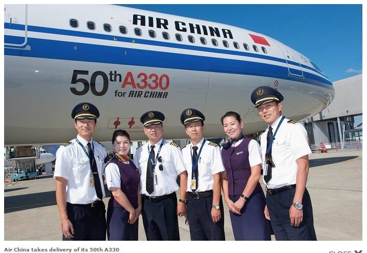 Air China takes delivery of its 50th A330
