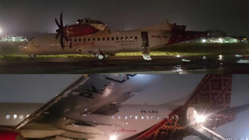 Ground collision during take off between Boeing 737 and ATR72 at Jakarta!